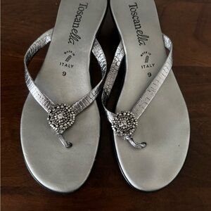 Toscanella Silver Women's Sandals with Sequins